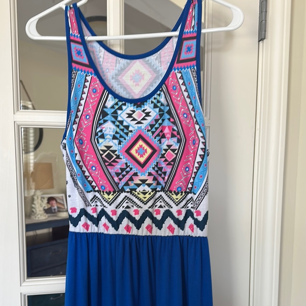 Colorful Geometric Print Sleeveless Dress